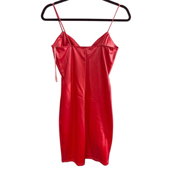 Ping Red Mini Dress with Spaghetti Straps - Picture 2 of 4